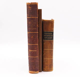 'Gazetteer of the State of New Jersey': By Thomas F. Gordon, Trenton, 1834, 1st ed., in brown leather binding, some damage to cover and foxing throughout, together with two volumes on the history of Montclair and HobokenAll books sold "as