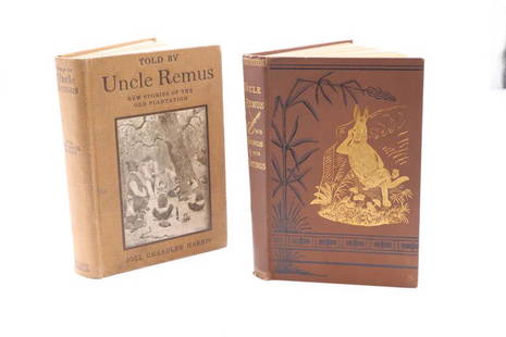 Joel Chandler Harris, 'Uncle Remus': New York, D. Appleton, 1881, 1st ed., third printing, 12mo, publisher's brown pictorial cloth, together with a fifth impression of same, 1905All books sold "as is." No guarantees made about the