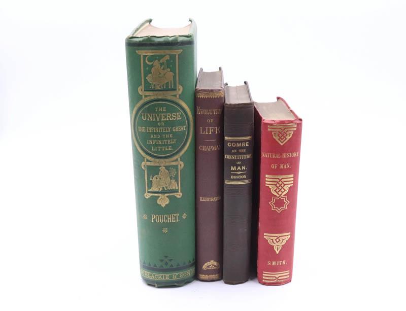 Smith, 'The Natural History of the Human Species': By Charles Hamilton Smith, Edinburgh, W.H. Lizars, 1852, 12mo, 35 plates, including frontispiece and title, publisher's red cloth, gilt-lettered on spine, top edges gilt, together with Combe 'On the C