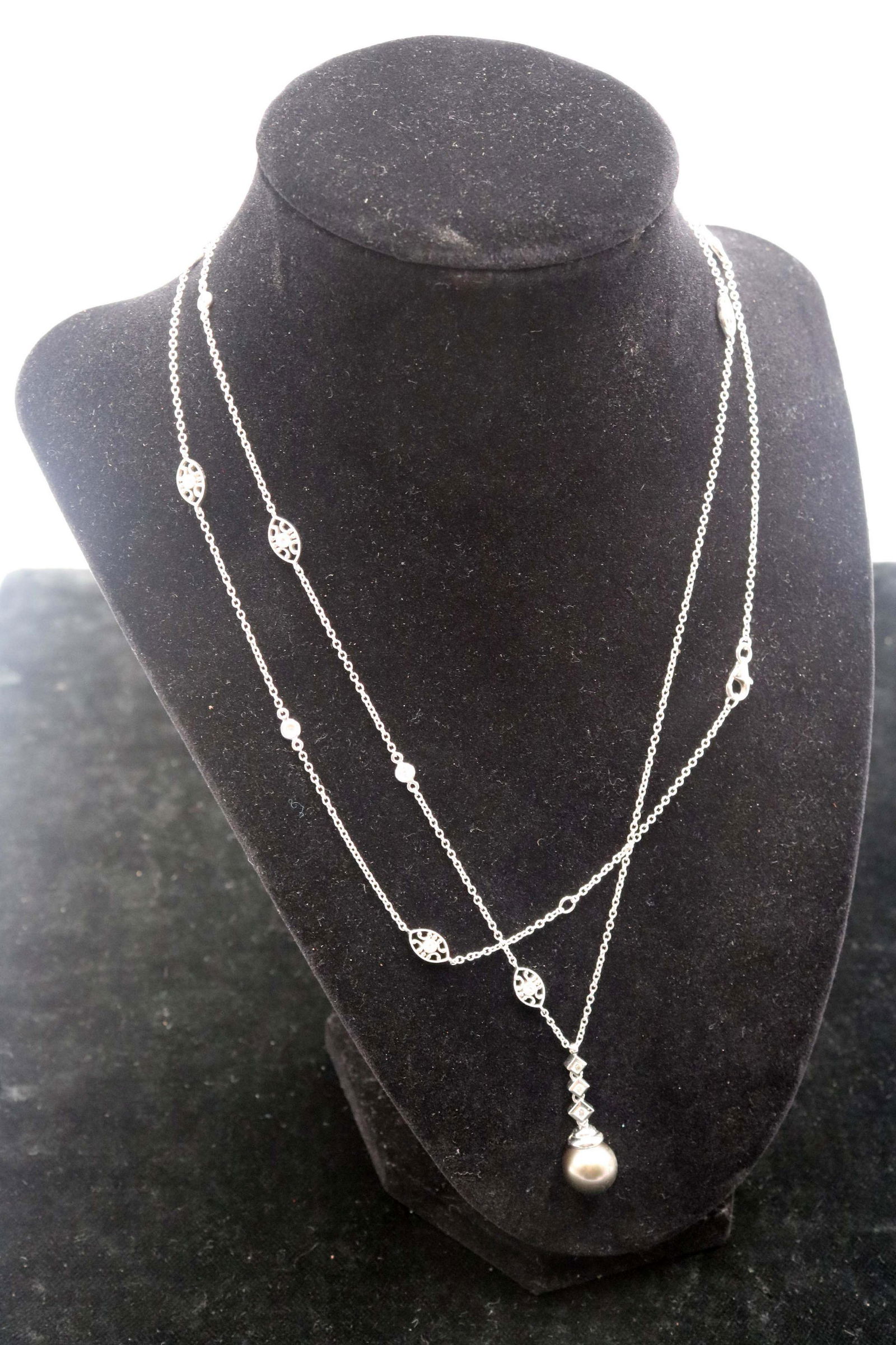 18K White Gold & Diamond Fine Chain Necklace (1 of 7)