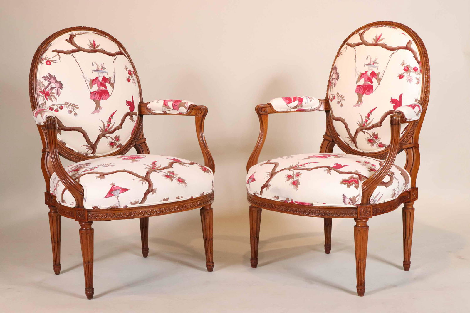 Two Louis XVI Style Carved Cherrywood Fauteuils (1 of 13)