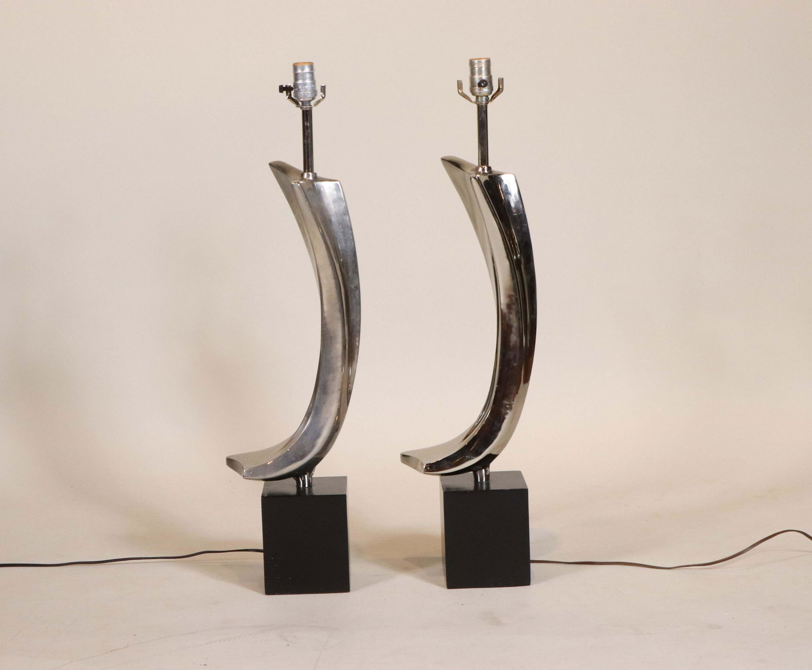Pair of Chrome Abstract Lamps (1 of 7)