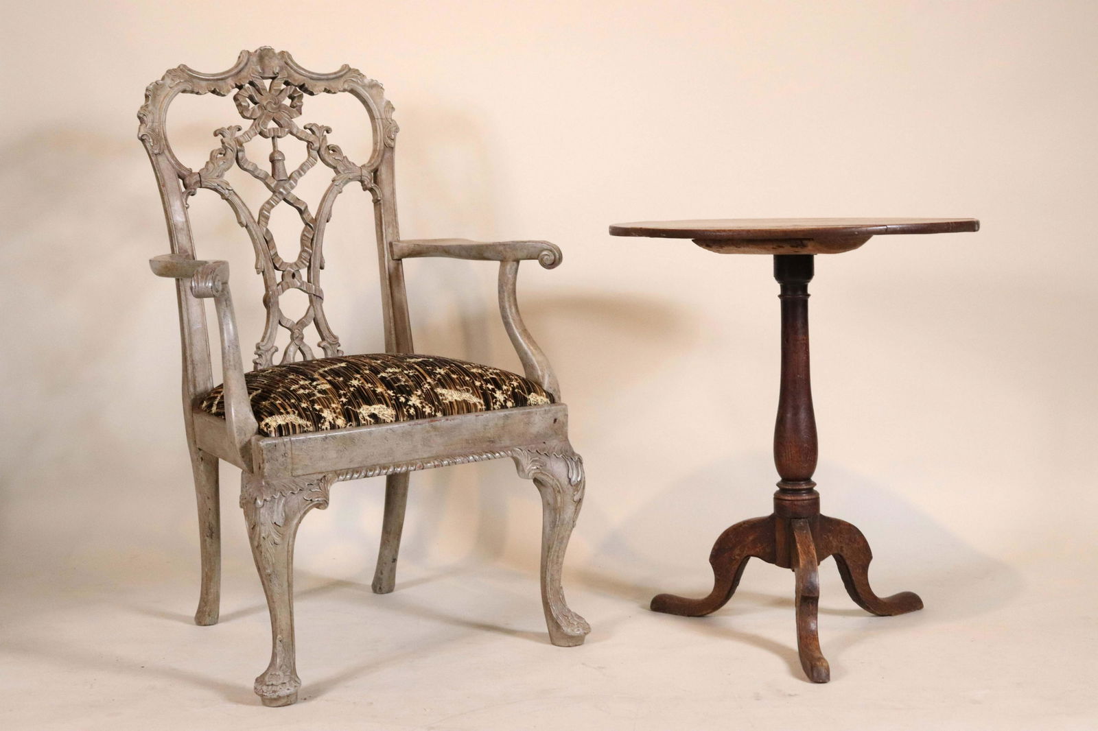 George II Style Painted Ribbon-Back Armchair (1 of 11)