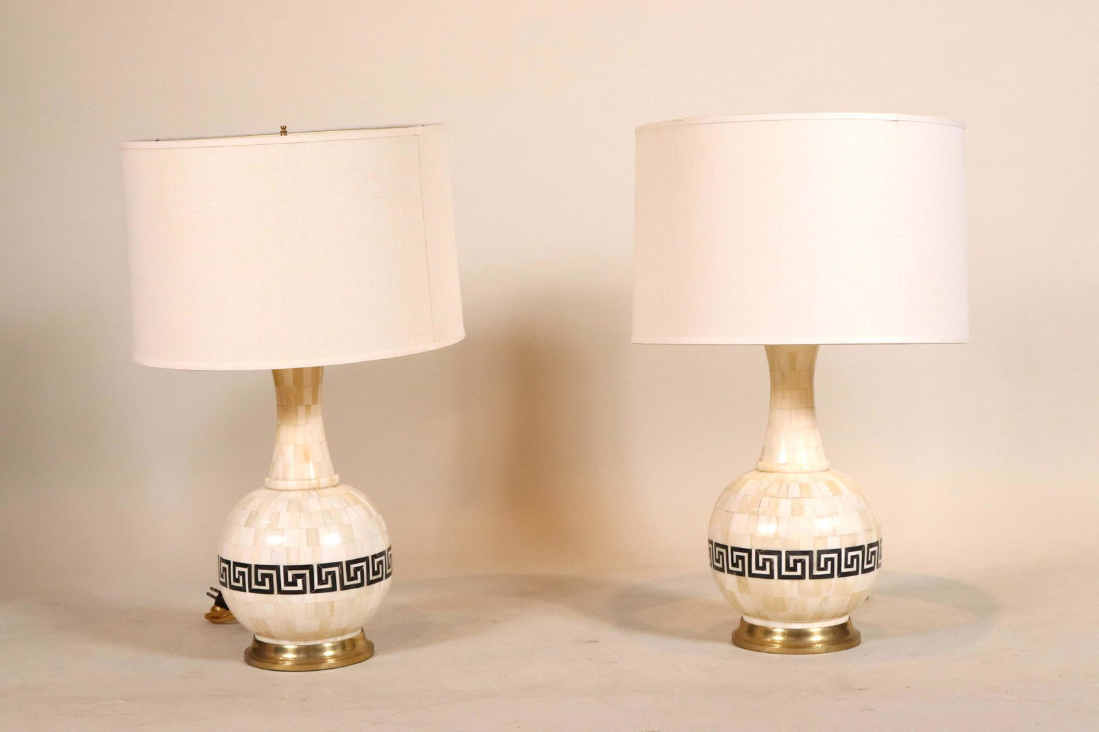 Pair of Greek Key Tiled Lamps (1 of 8)
