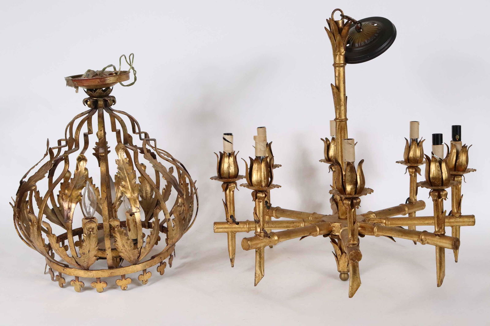 Faux Bamboo Gilt Metal Eight-Light Chandelier (1 of 13)