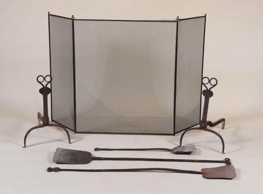 Pair of Wrought-Iron Andirons (1 of 13)