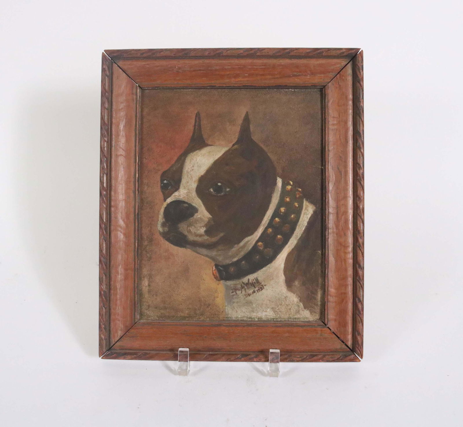 Oil on Board Portrait of a Boxer Dog (1 of 4)