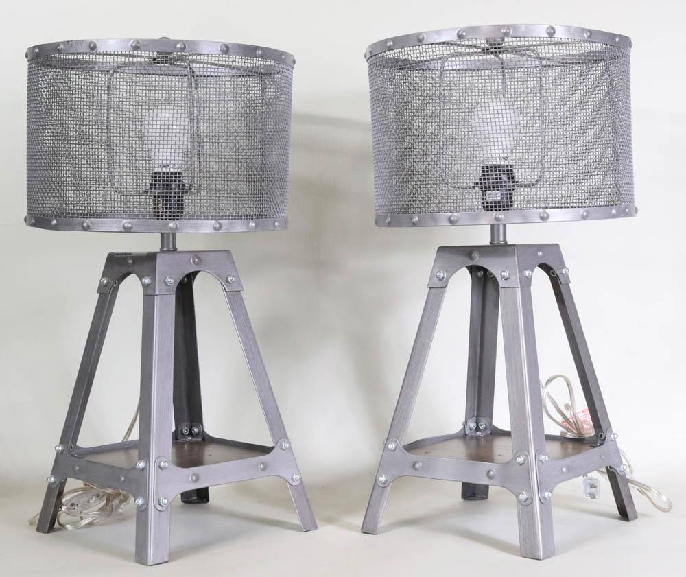 Pair of Pottery Barn Teen Metal Table Lamps (1 of 8)