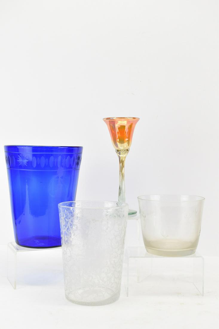 Signed Strini Iridescent Art Glass Stemware (1 of 7)