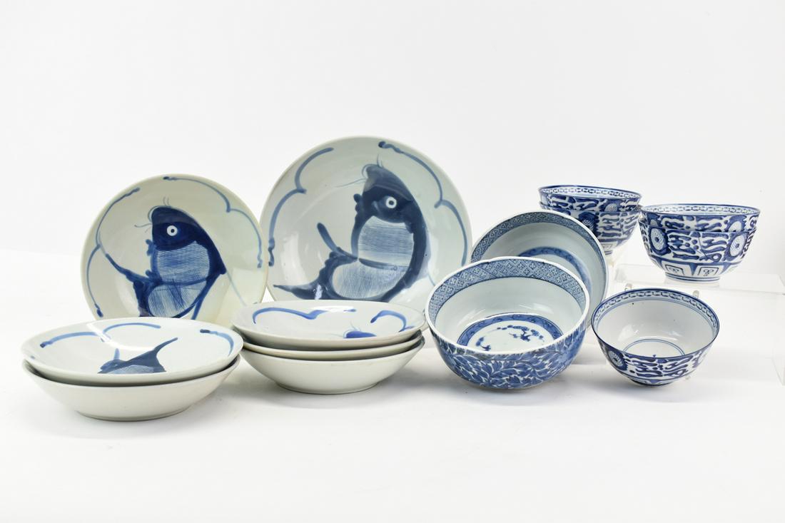 14 Assorted Asian Blue and White Porcelain China (1 of 7)