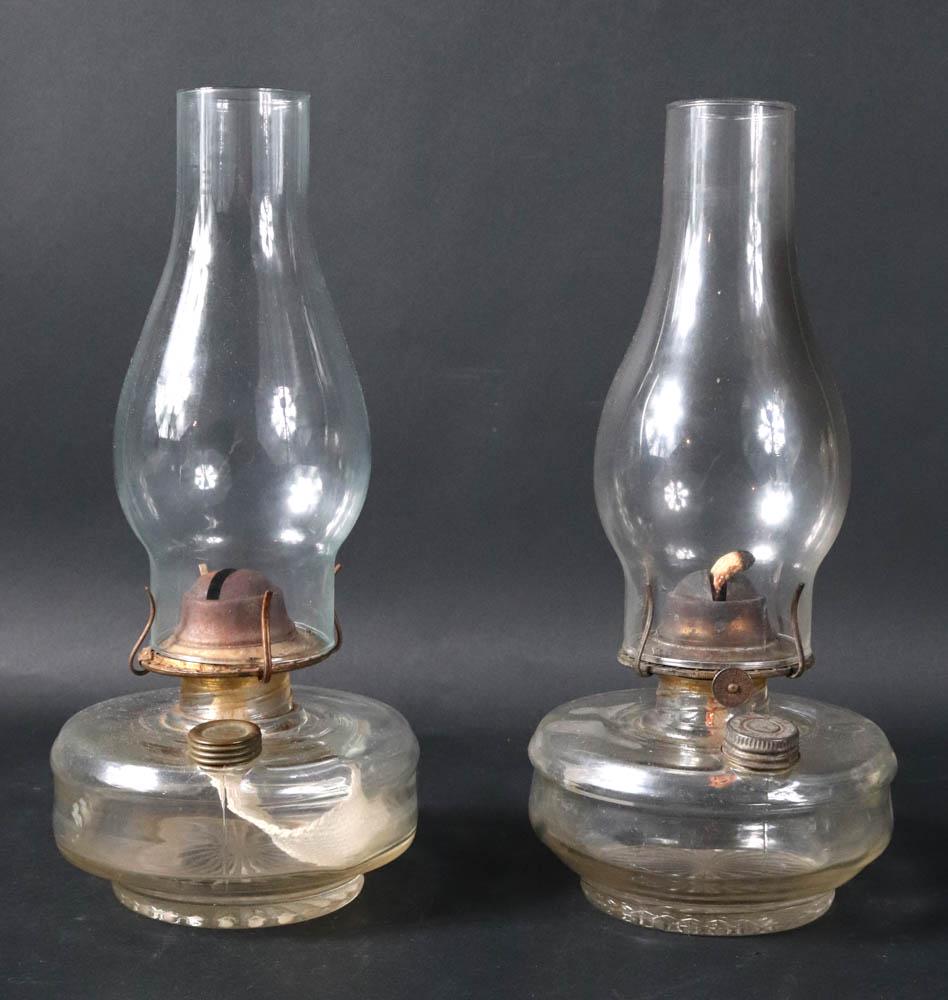 Pair of Vintage Cast Iron Hanging Oil Lamps (1 of 11)