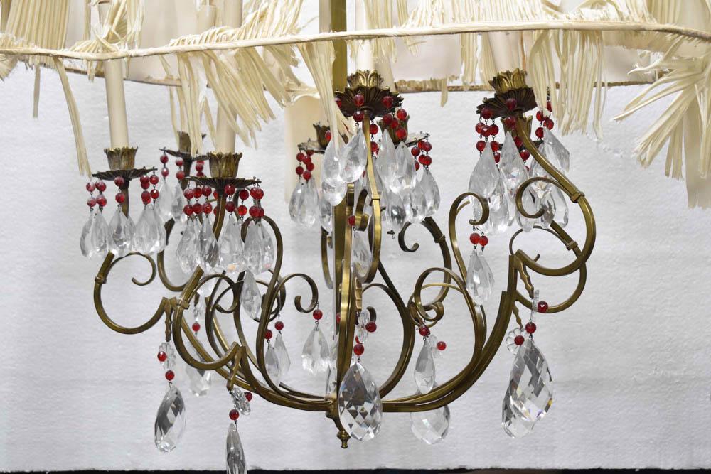 Ruby Red and Clear Crystal 8-Light Chandelier (1 of 10)