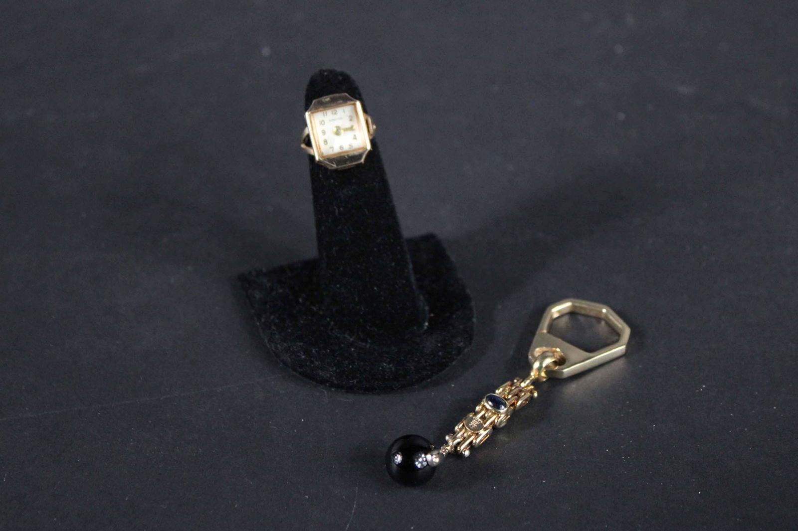Vintage 14K Gold Ring Watch with Gold Keychain (1 of 16)