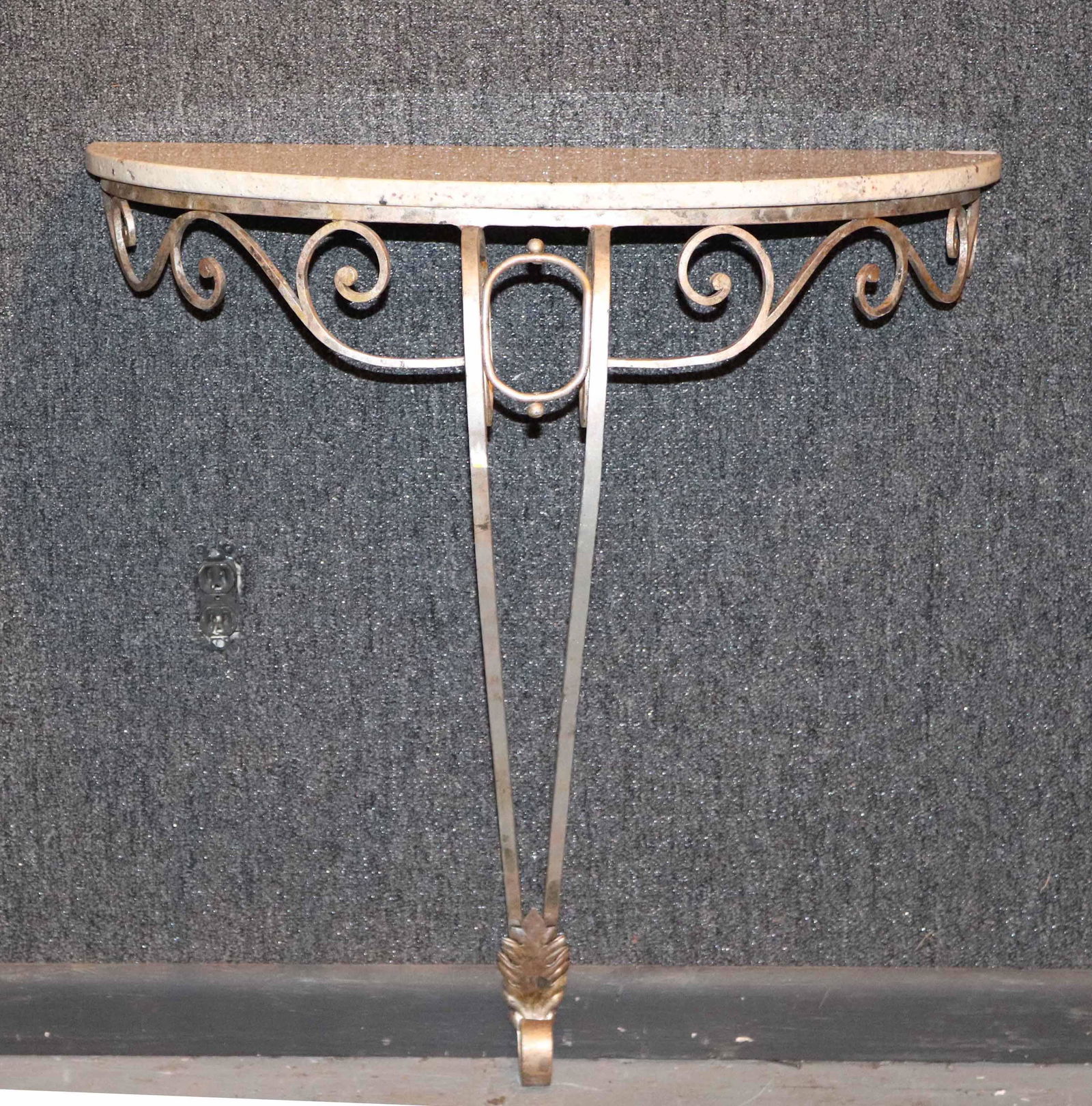 Silver Painted Metal Stone Top Pier Table (1 of 5)