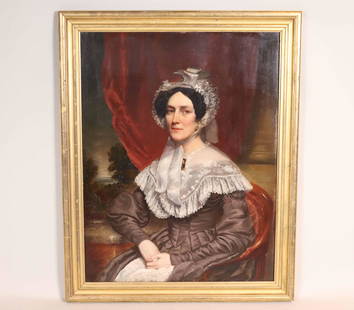 Portrait of Hannah van Buren, Oil on Panel: Attributed to Ezra Ames (American, 1768-1836), oil on panel, unsigned, verso inscribed "At. to Ezra Amnes (sp), Hannah Van Buren, wife of Martin Van Buren, Property of Richard W.P. Clinedinst". Sitter