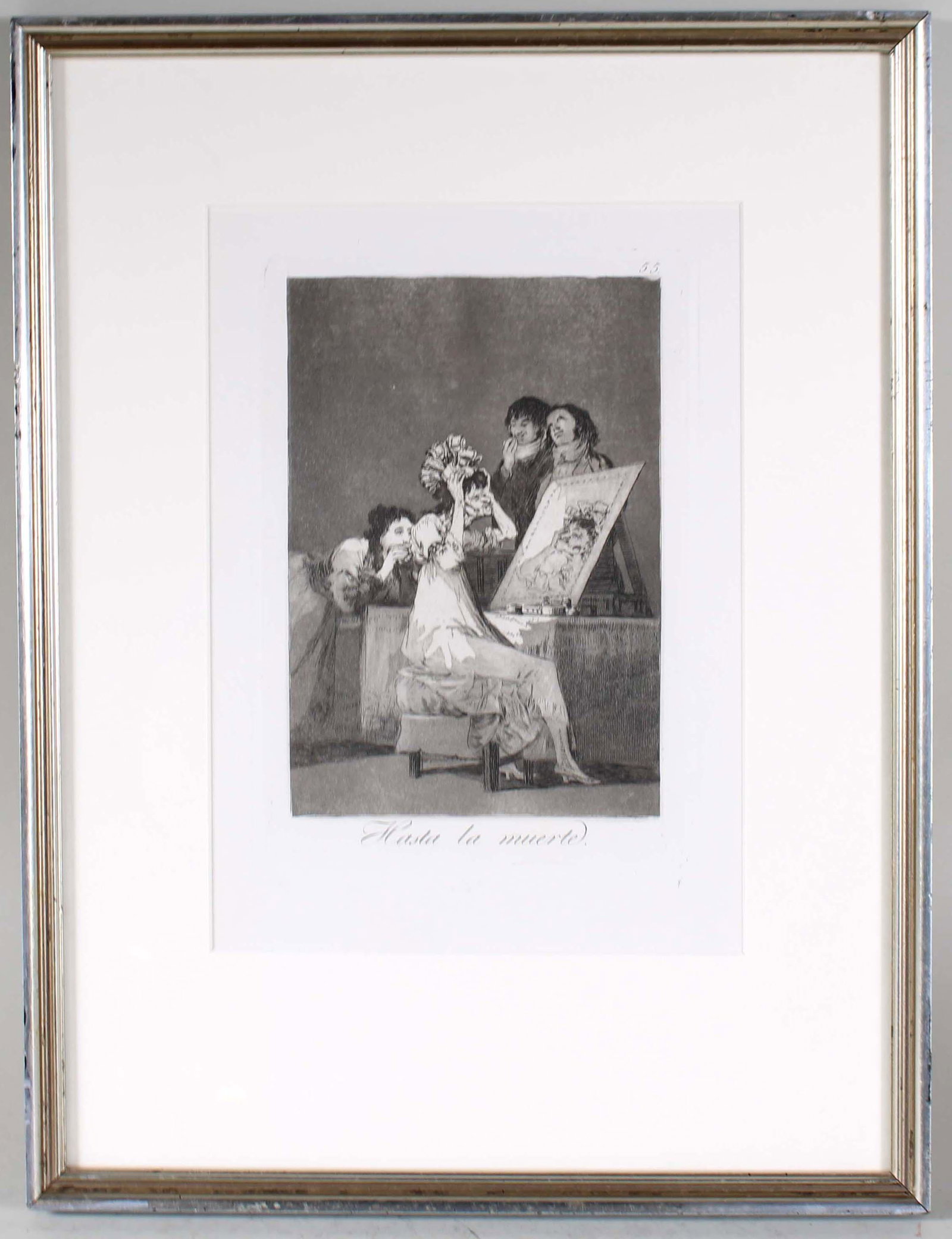 Francisco Goya, 'Hasta La Muerte': (Spanish 1746-1828) Plate no. 55 from "Los Caprichos", etching, aquatint, drypoint, and engraving. Good impression on wove paper with dark umber ink. Reference: Harris 90, third edition. Overall: 16-3