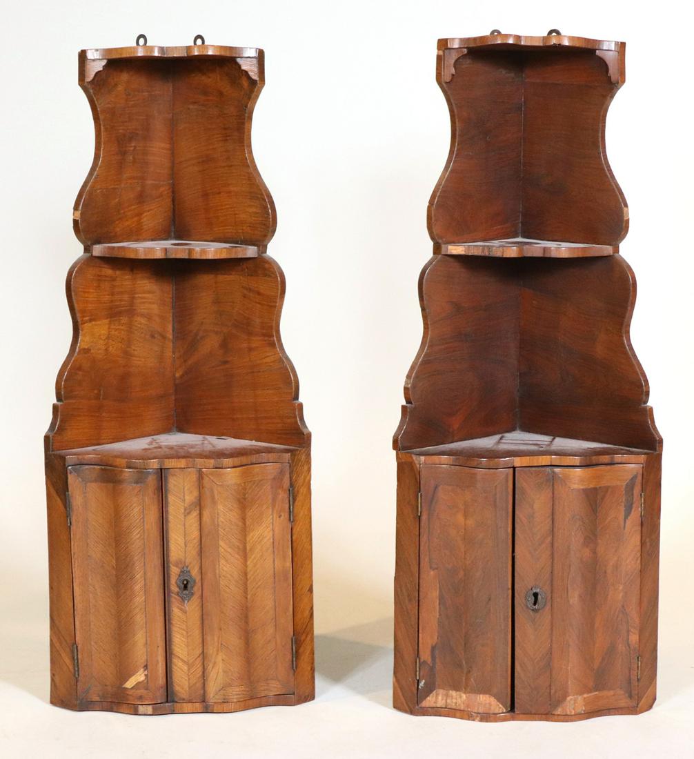 Pair of Mahogany Veneered Hanging Corner Cabinets (1 of 9)