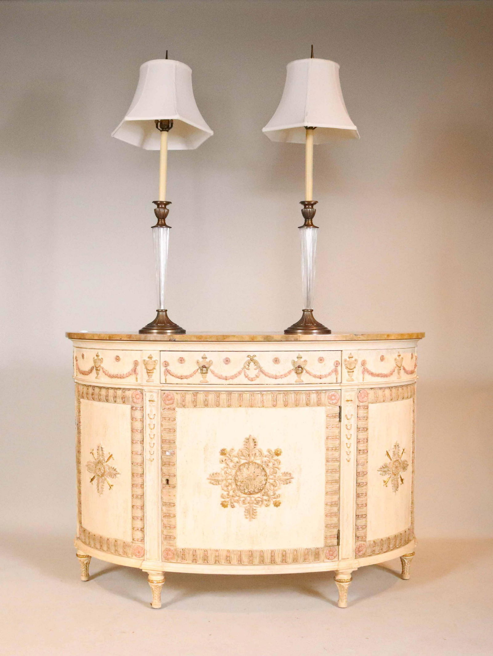 Neoclassical Style Painted Demilune Cabinet (1 of 7)