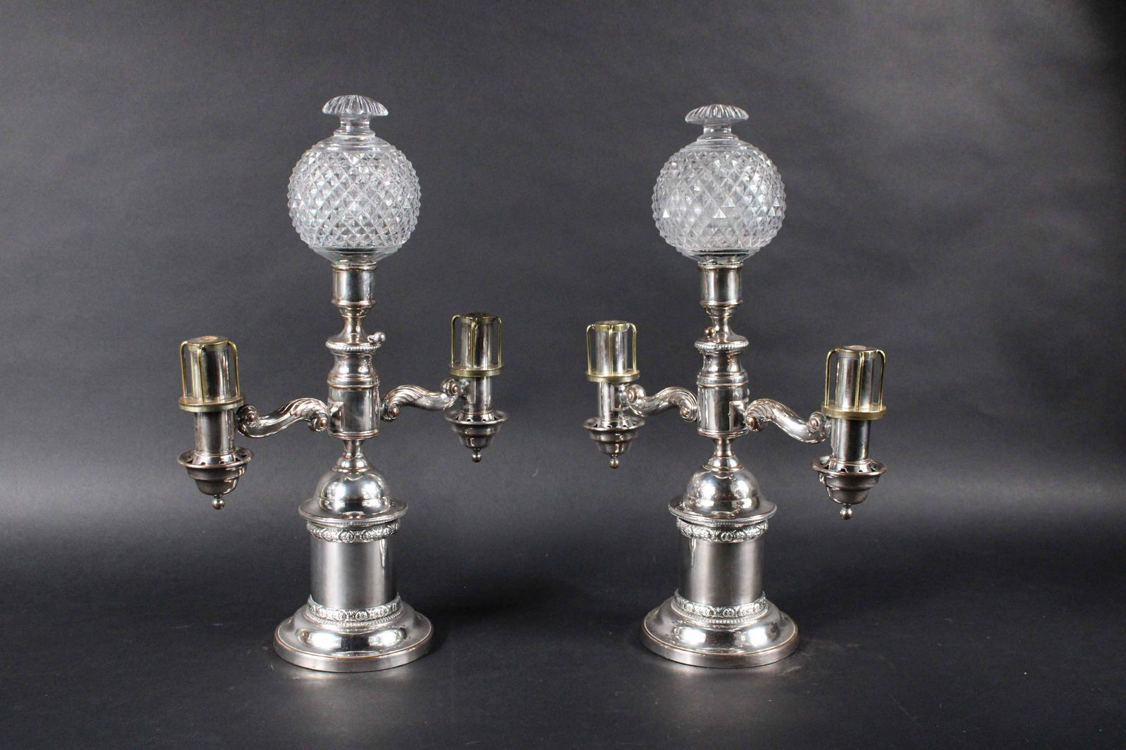 Pair of Silvered Argand Lamps (1 of 15)