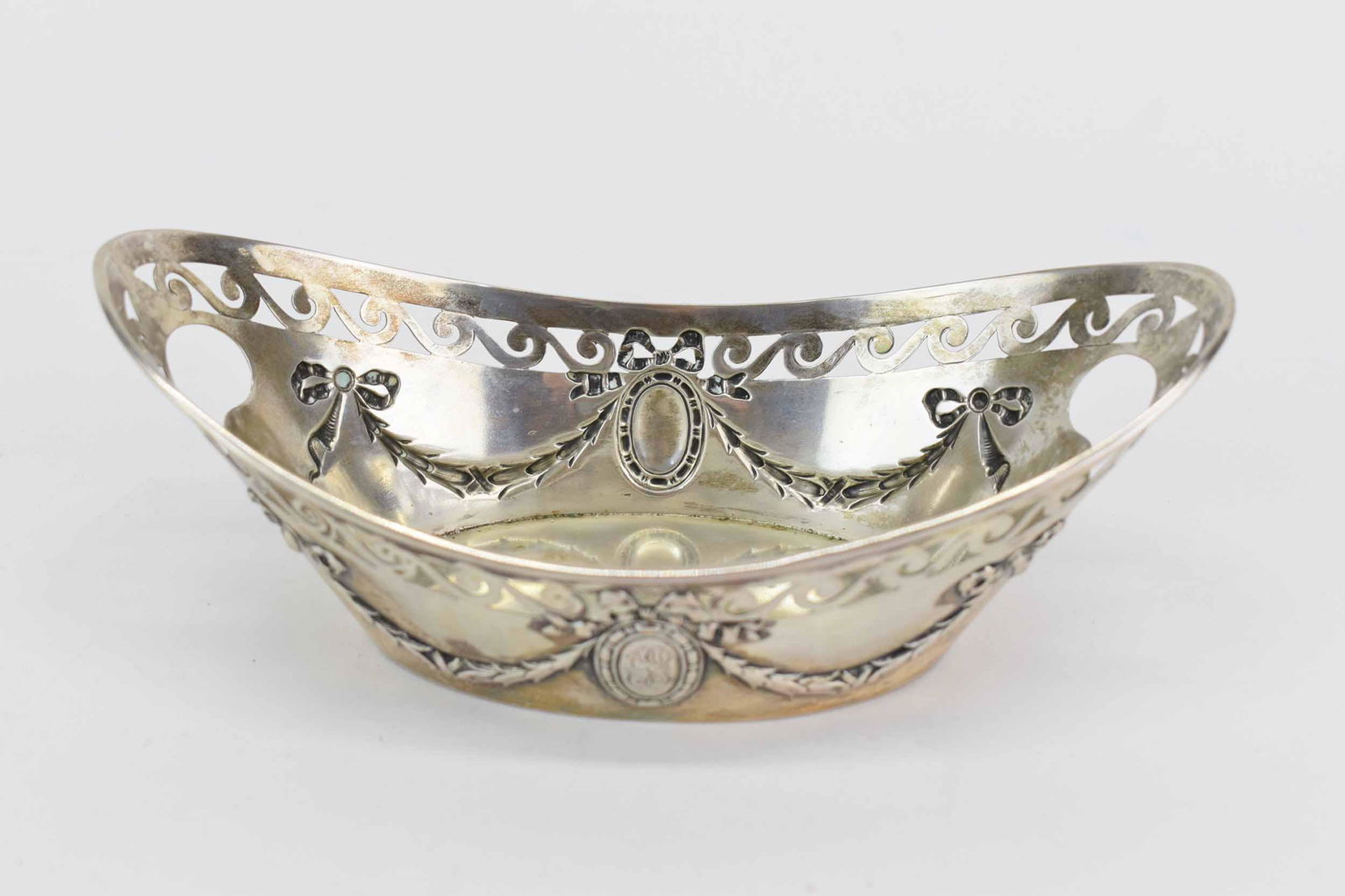 German 800 Silver Oval Reticulated Dish (1 of 6)