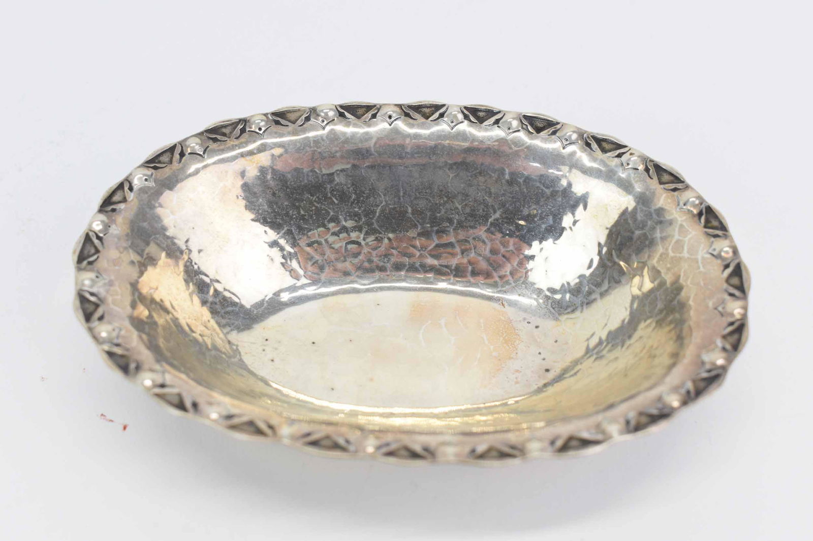 800 Silver Hand Hammered Oval Bonbon Dish (1 of 5)