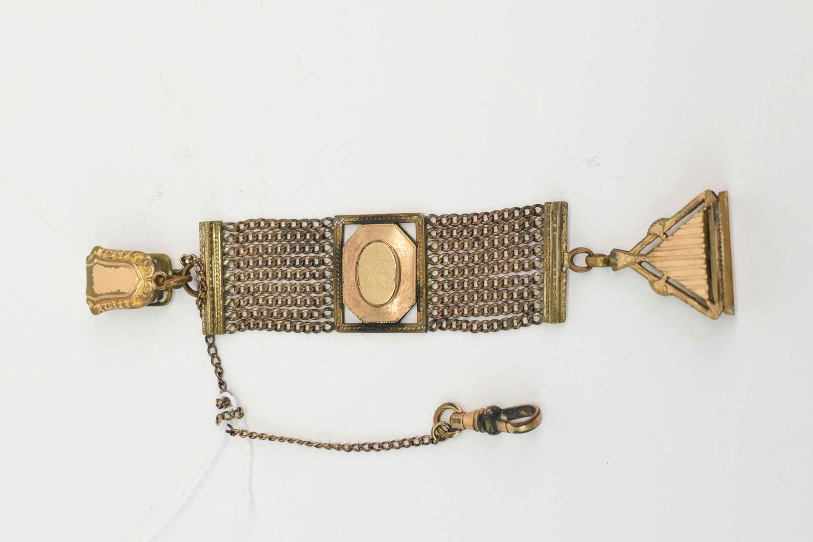 Victorian Gold Plated Watch Fob & Strap (1 of 6)