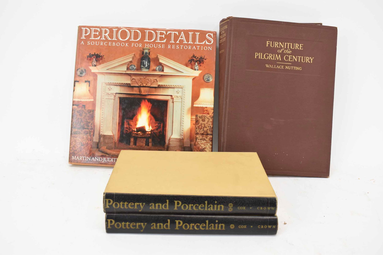 Furniture of the Pilgrim Century Wallace Nutting: Furniture of the Pilgrim Century Wallace Nutting 1921, together with two volumes of Pottery and Porcelain, and Period Details Used condition, wear, worn Provenance: By descent, Bishop, Peabody, Metcal