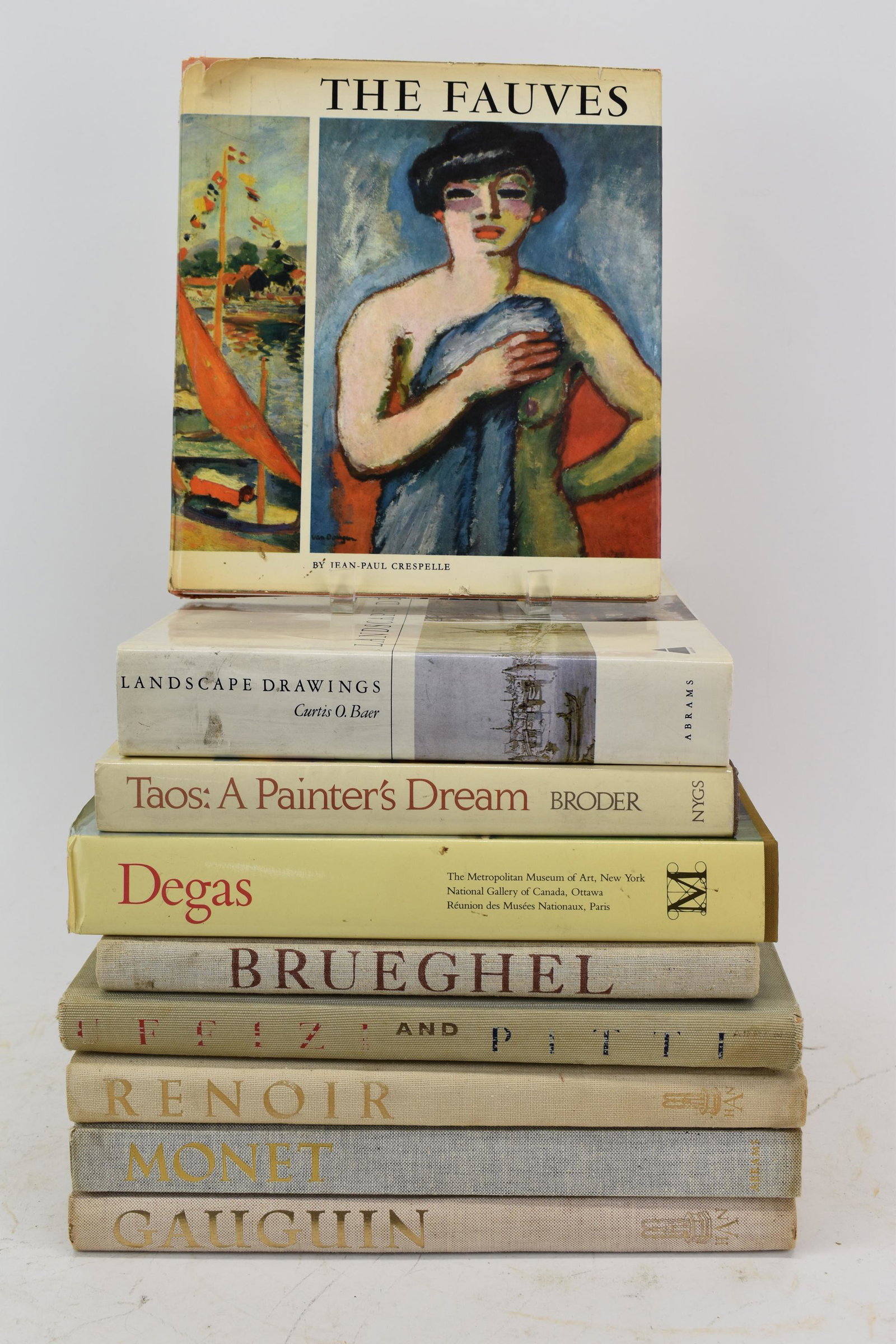 Group of Assorted Art Books: Group of Assorted Art Books including Degas, Taos, Renoir, Monet, Gauguin Used condition, wear, worn, surface distress, foxing, discoloration Provenance: By descent, Bishop, Peabody, Metcalf families