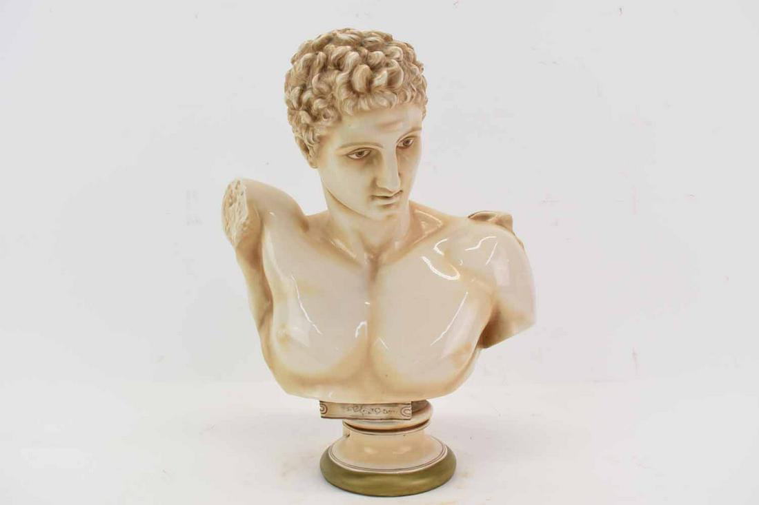 Royal Rudolstadt Bust of Greek God Hermes: Royal Rudolstadt Bust of Greek God Hermes Used condition, wear, worn, some chips 15"h x 13"l x 5"d