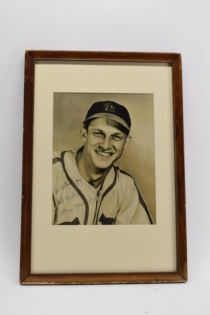 Signed and Dedicated Stan Musial Photograph: Signed and Dedicated Stan Musial Photograph mounted in frame Used condition, not examined outside frame Overall: 16" x 23"