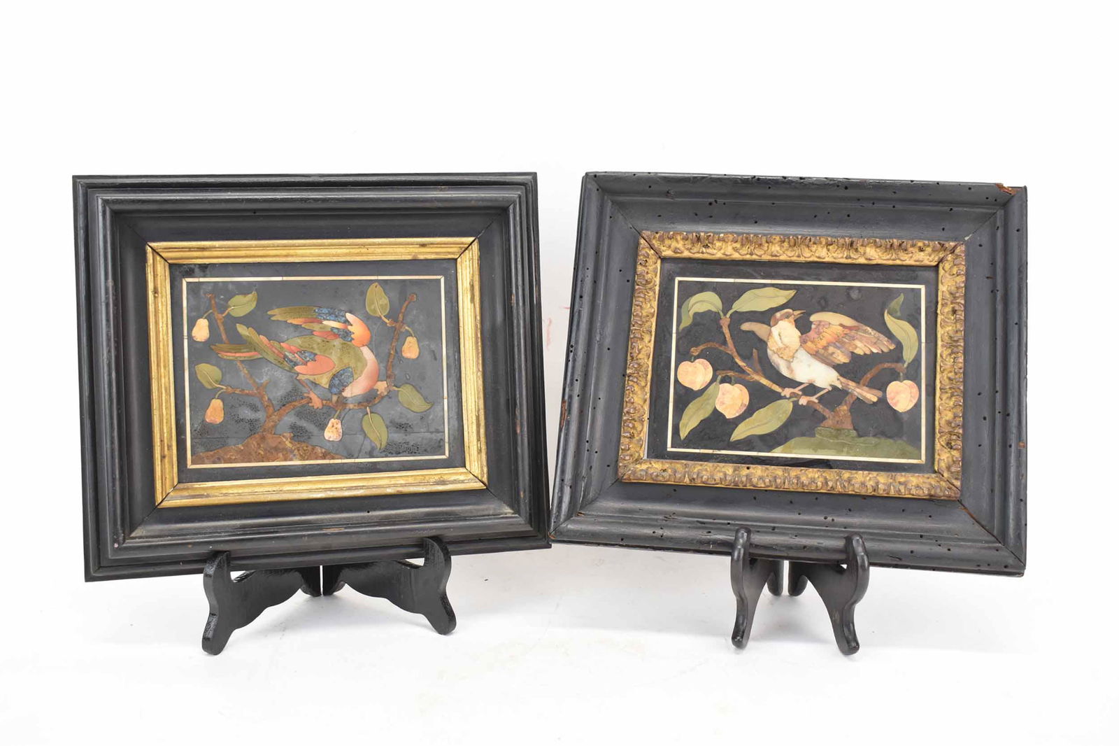Two Framed Pietra Dura Birds and Branch Plaques (1 of 7)