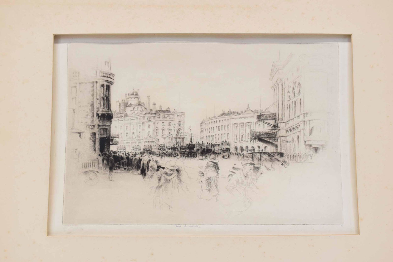 Frederick A Ferrell Etching of Piccadilly Circus (1 of 4)