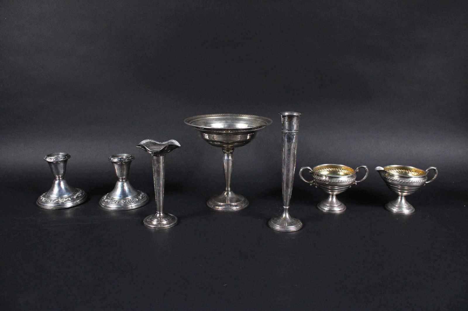 Group of Weighted Sterling Silver Table items (1 of 20)