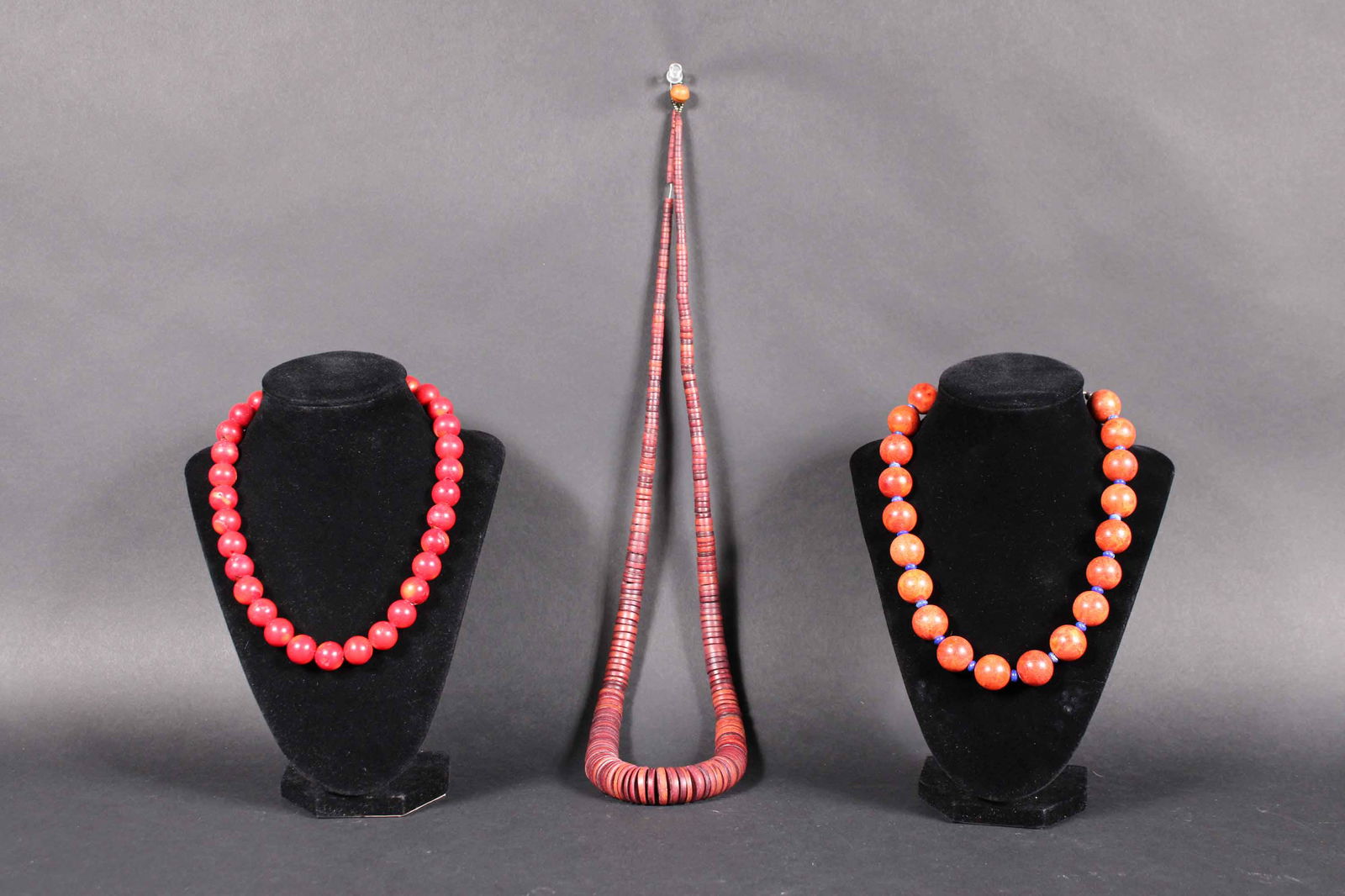Silver & Red Hard Stone Round Beaded Necklace (1 of 12)