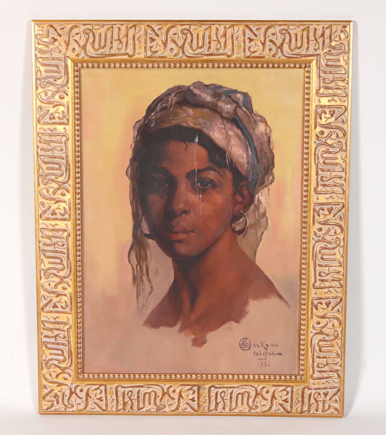 Emile Deckers, Oil on Artist Board Algerian Woman (1 of 8)