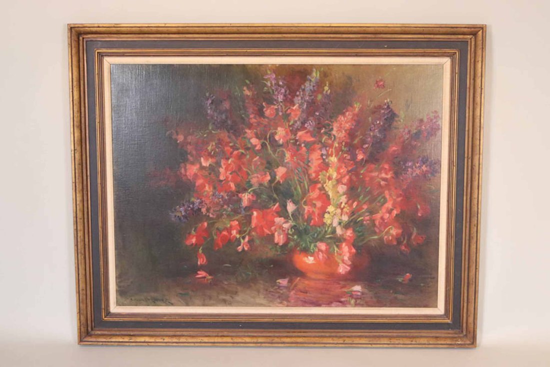 C. Bennett Linder Oil on Canvas Floral Still Life (1 of 9)