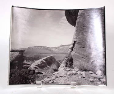 Linda Connor, Photograph, 'Petroglyphs, Utah': (American, b. 1944) 1982, black and white photograph, together with a framed photo by Anderson B. English (American, active 20th/21st Century), titled 'Beyond Yard Island', July 2000 Connor: 8"h x 10"