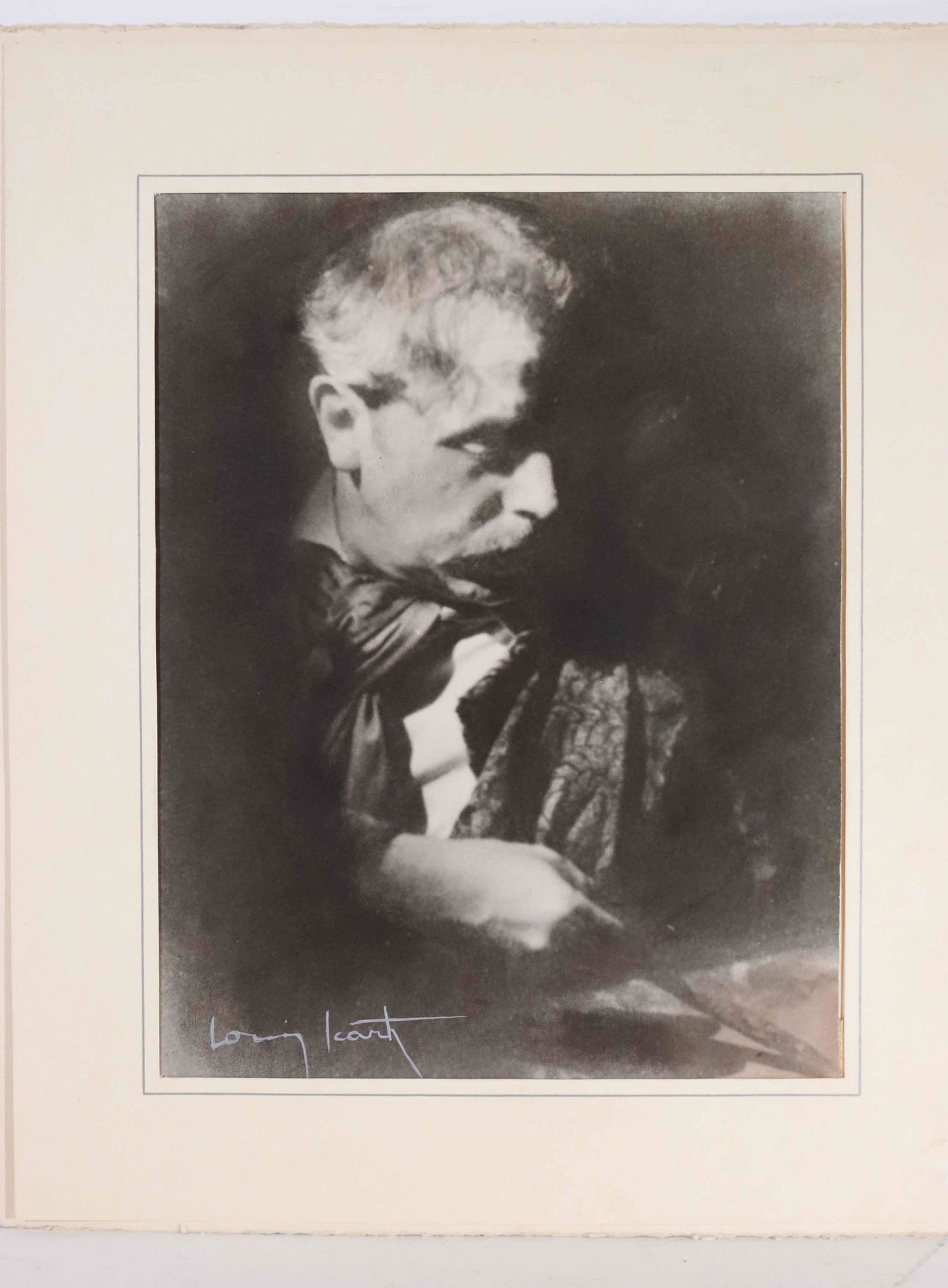 Photograph, Louis Icart of Auguste Rodin: 131/4"h x 10 3/4"w and overall 18"h x 15"w
