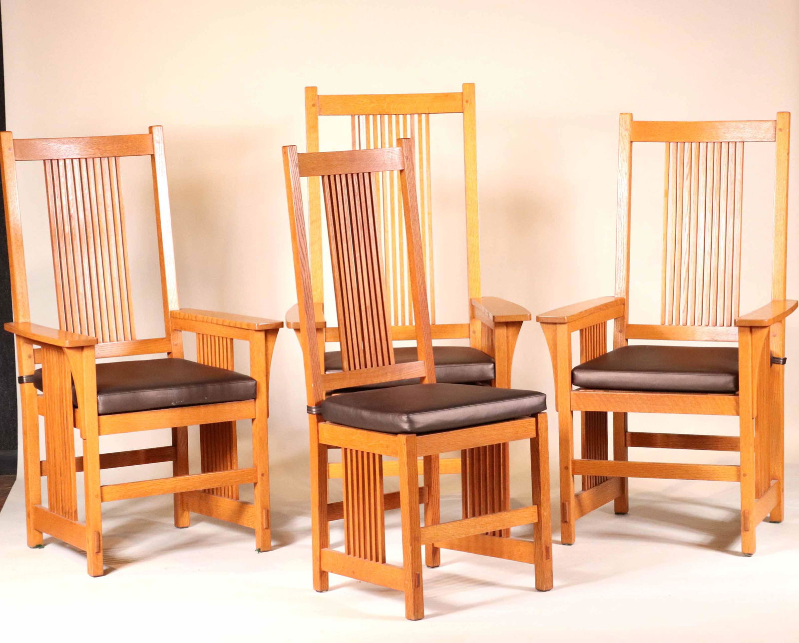 Four Vulpiani Workshop Arts & Crafts Style Chairs (1 of 11)