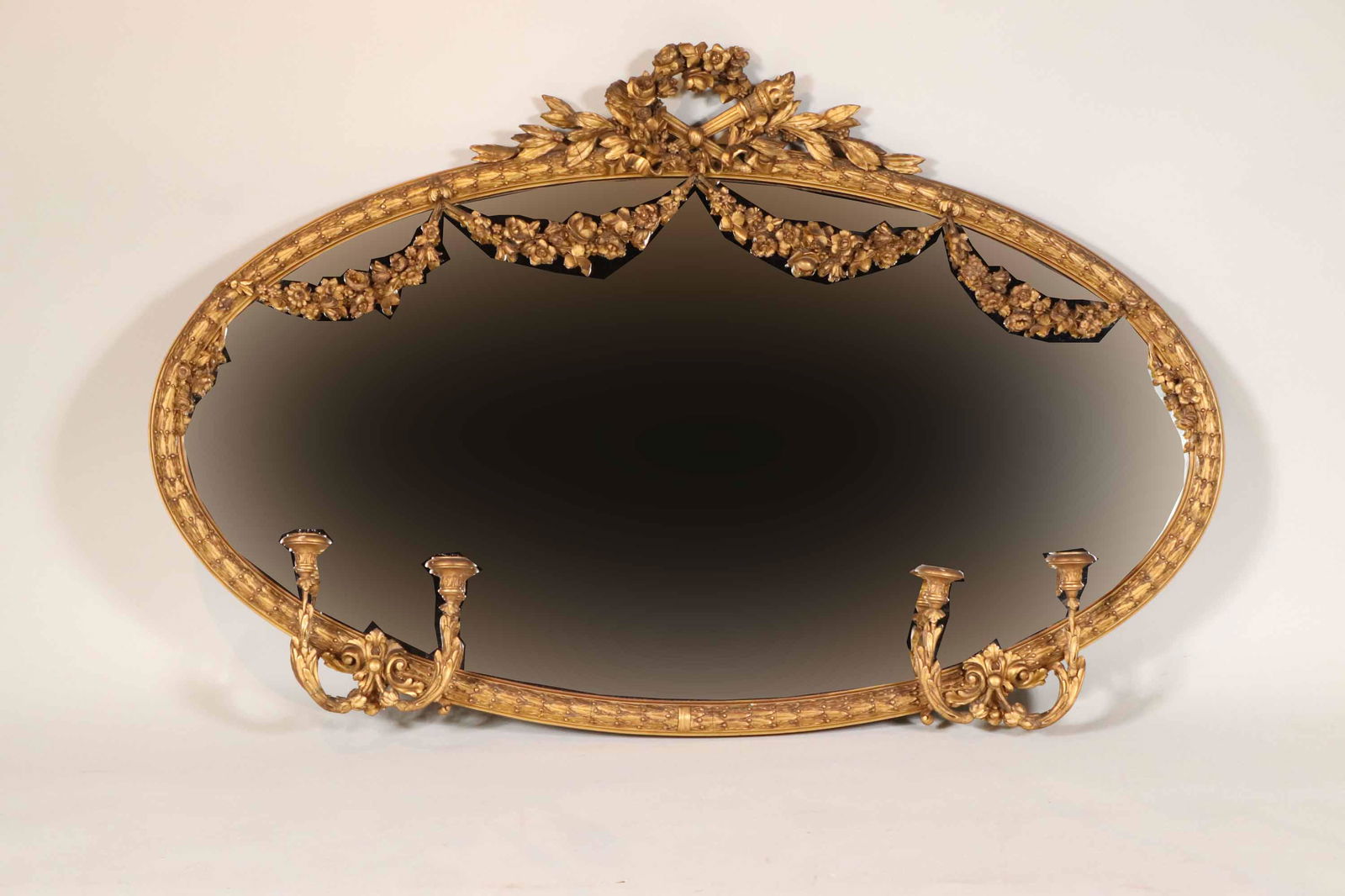 Louis XVI Style Giltwood Girandole Mirror (1 of 11)