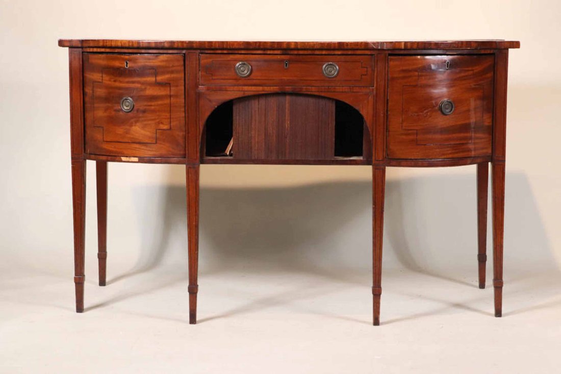 Regency Mahogany Bowfront Tambour Sideboard (1 of 12)
