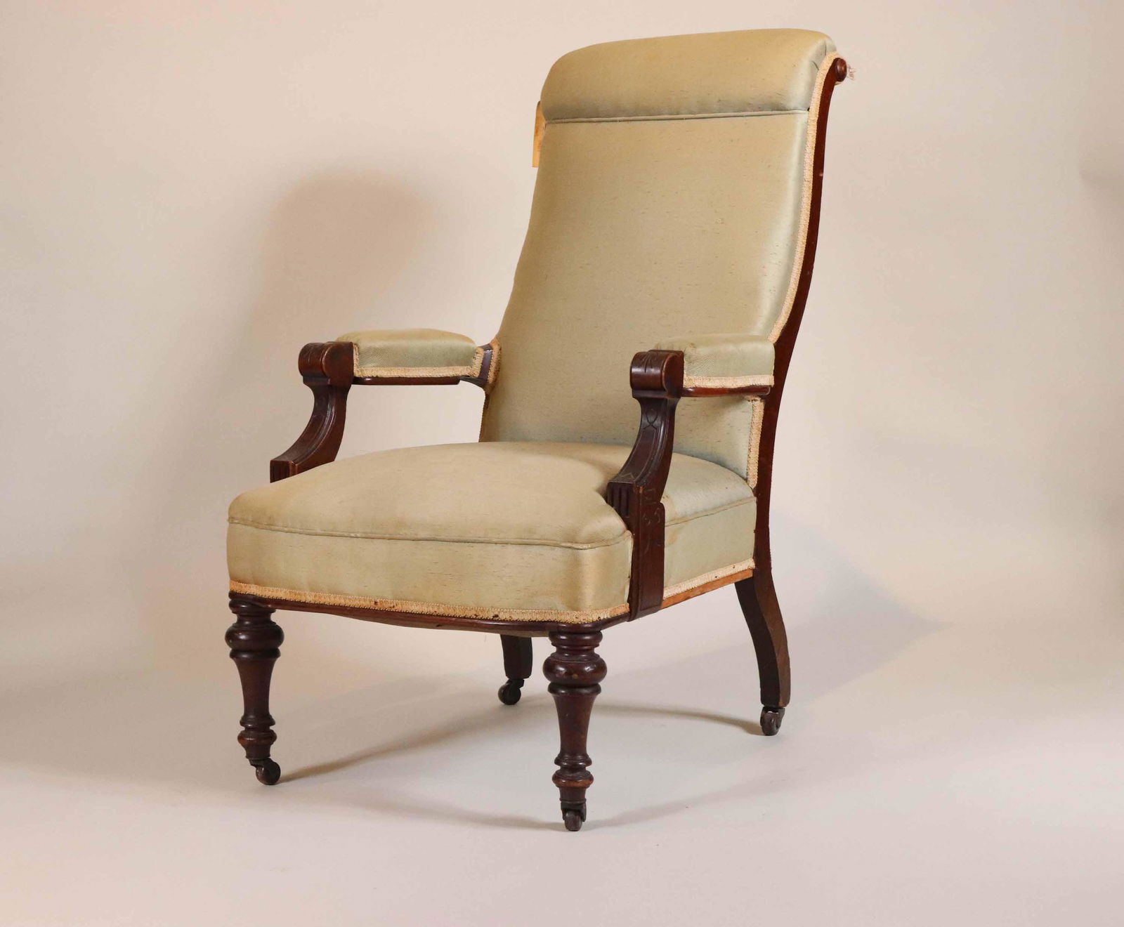Victorian Carved Walnut Library Armchair (1 of 12)