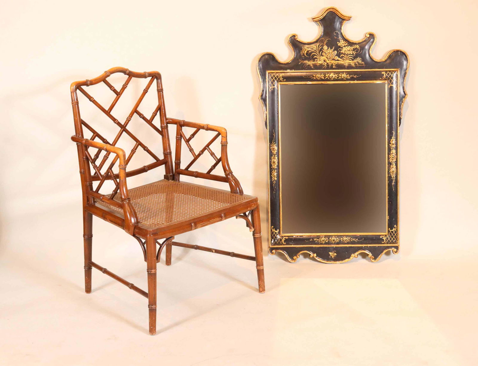 Baroque Style Chinoiserie-Decorated Looking Glass (1 of 12)