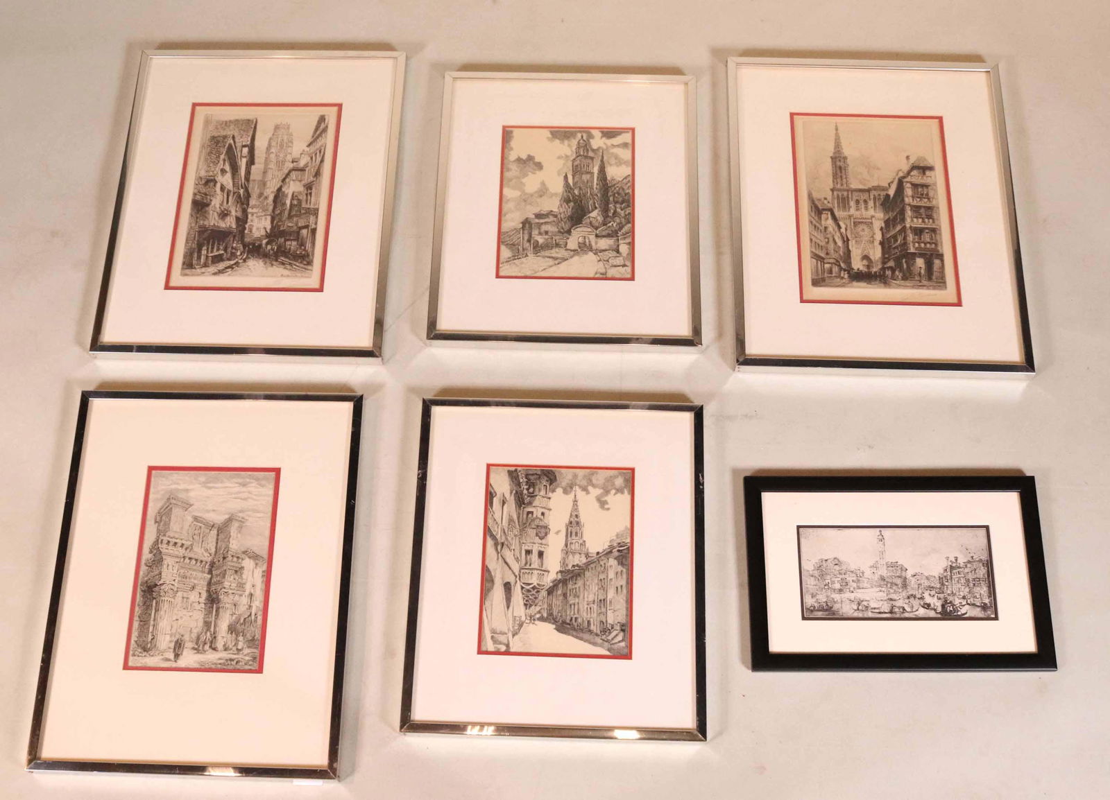 Group of Black and White Cityscape Etchings (1 of 12)