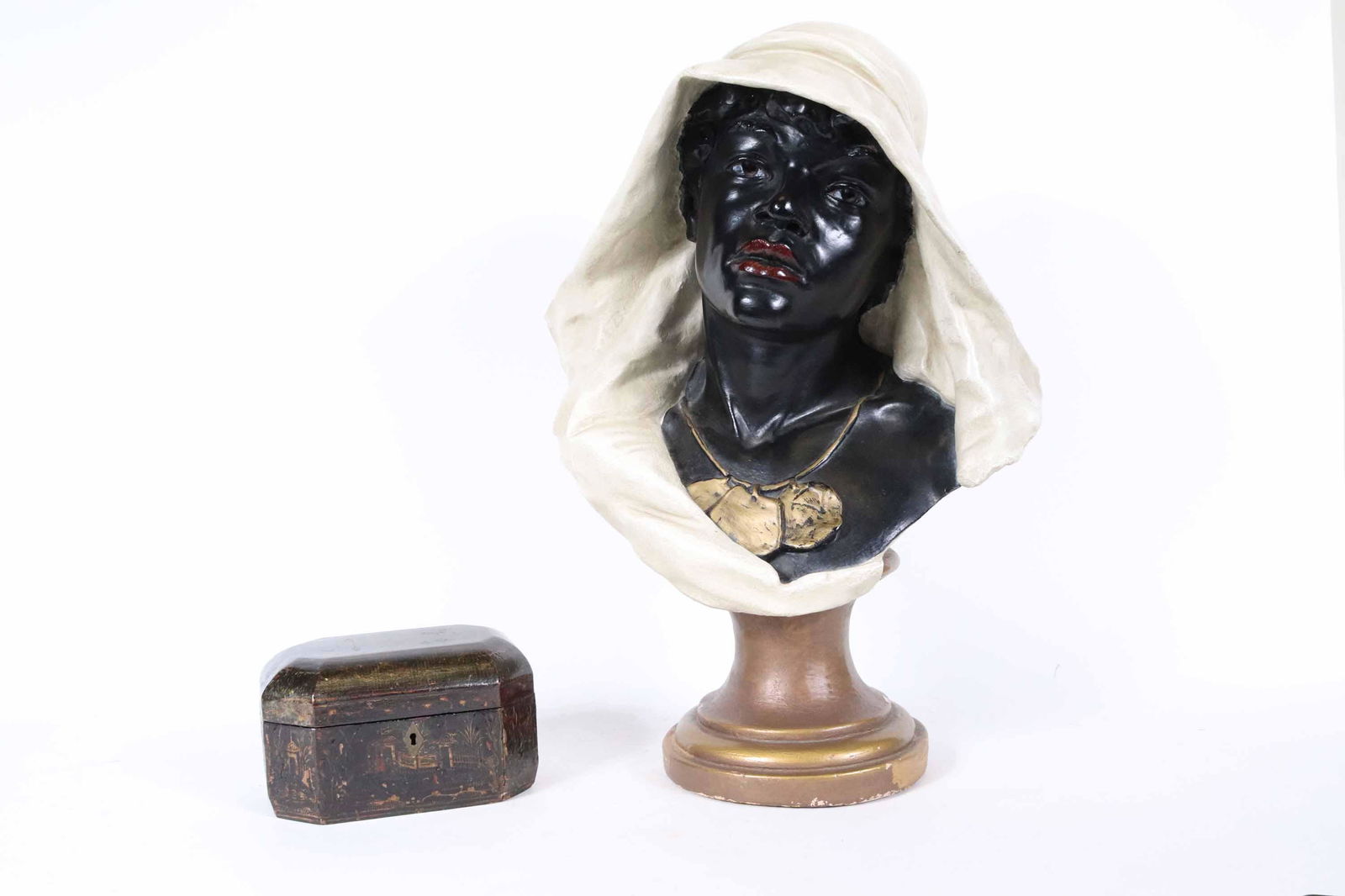 Cast and Painted Plaster Figural Bust (1 of 19)