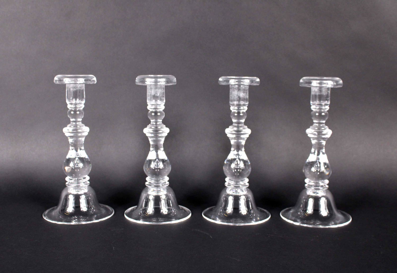 Four Steuben Colorless Glass Candlesticks (1 of 6)