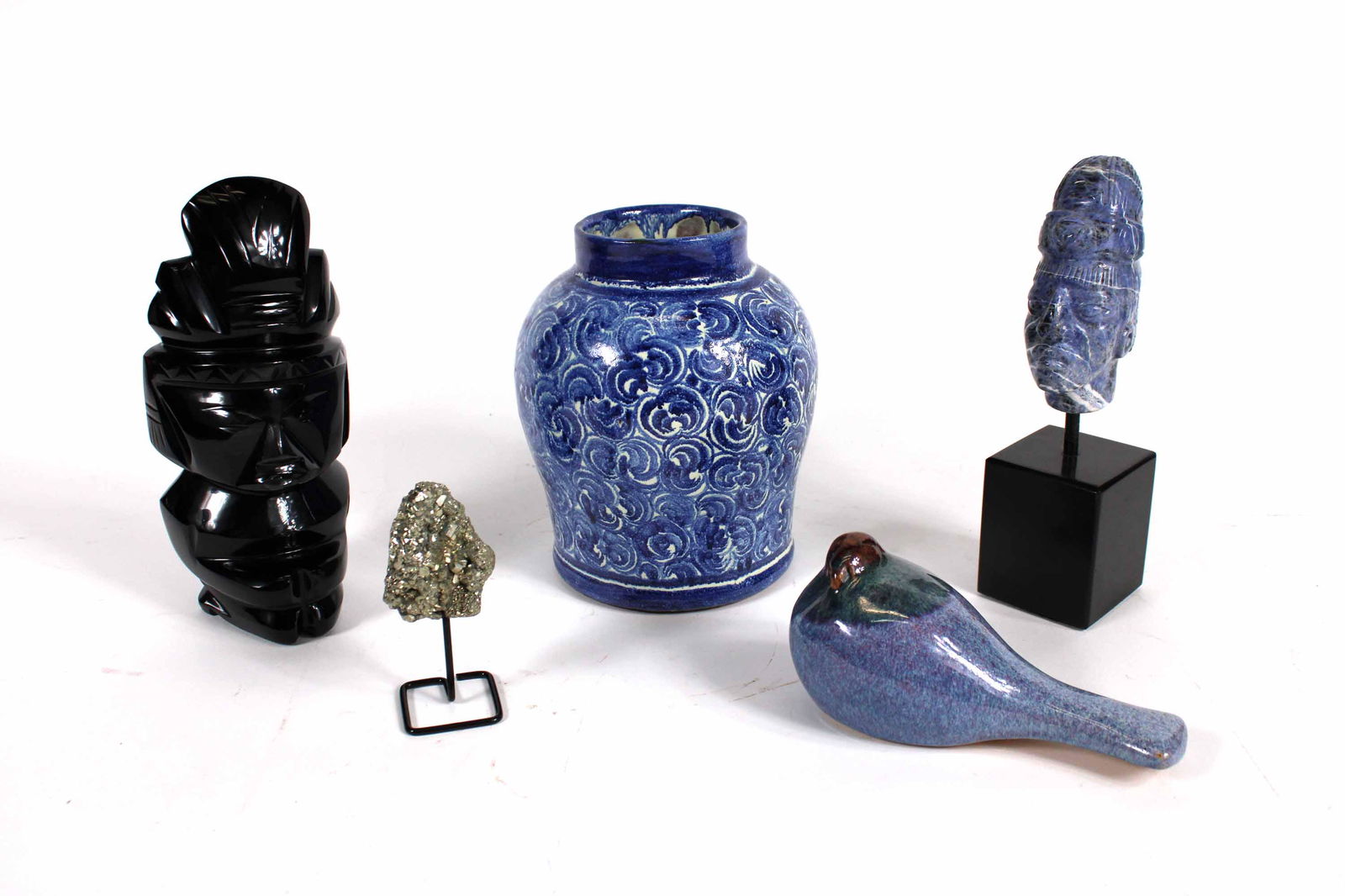 Carved Replica of a Mayan Head in Blue Sodalite (1 of 17)