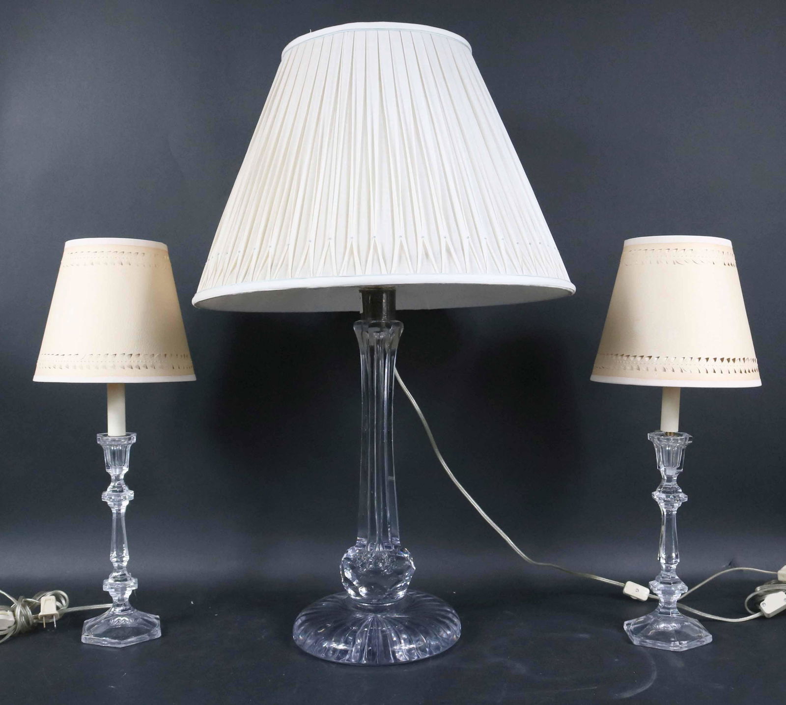 Pair of Glass Candlestick-Form Table Lamps (1 of 5)