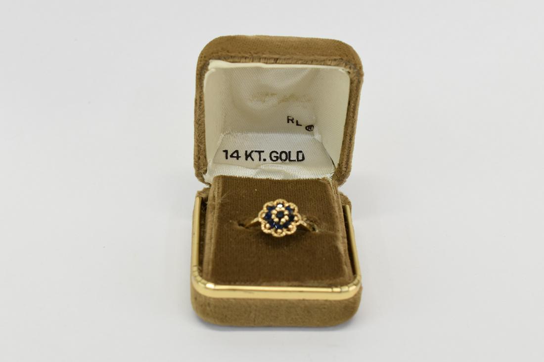 14K Yellow Gold Sapphire Flower Form Ring (1 of 3)