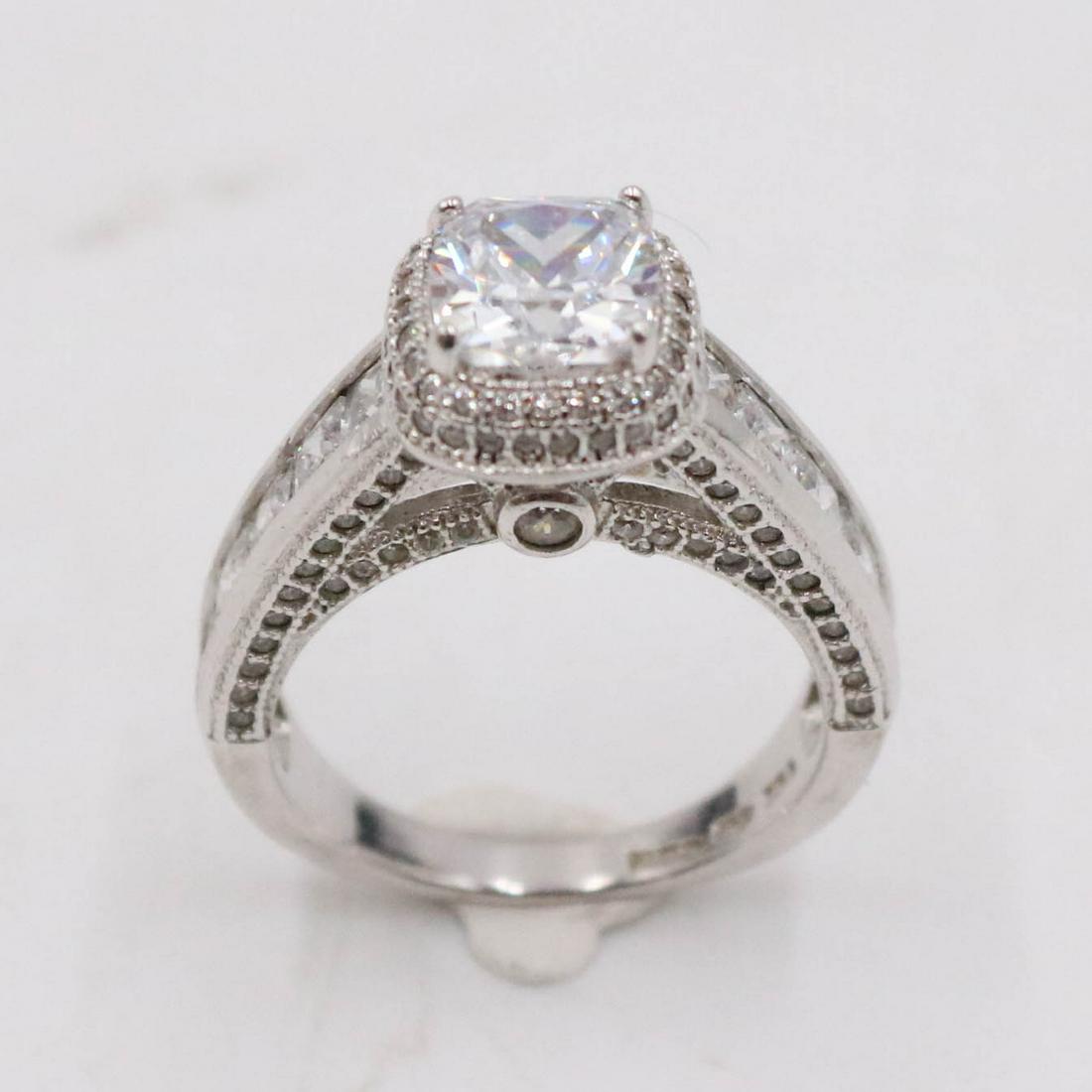 Stacked 925 Silver Fashion Ring and Pendant: Stacked 925 Silver Fashion Ring and Pendant, appx. size 7, together with a fashion stone pendant